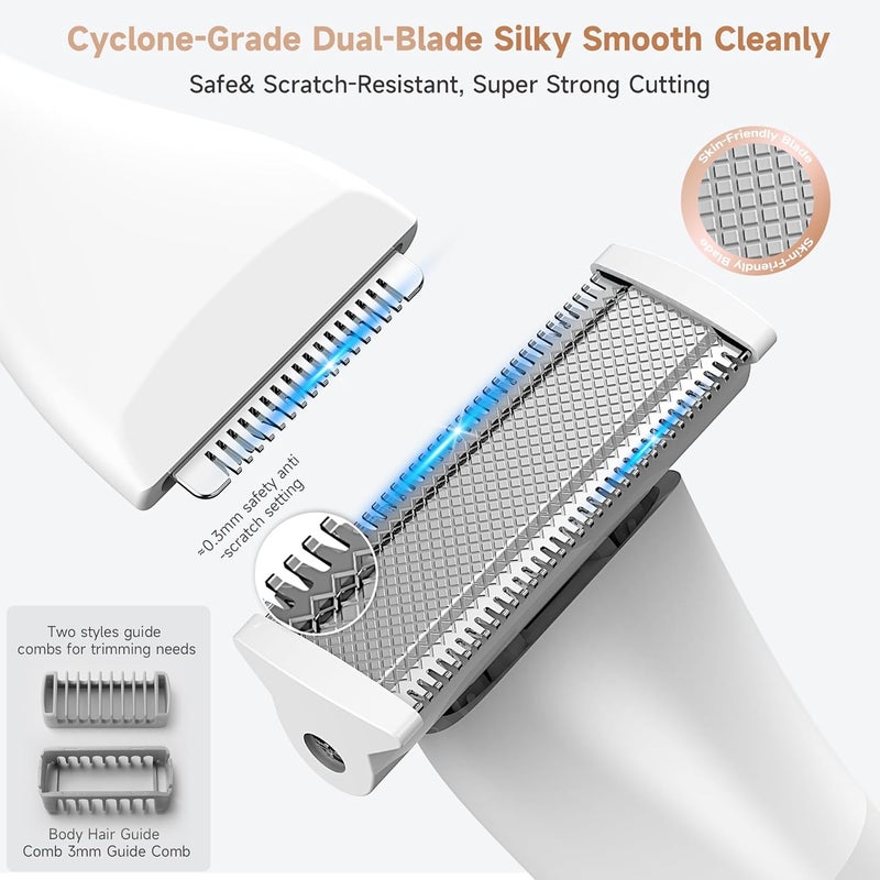 gurelax Electric Body Hair Trimmer - Groin Trimmer for Men - Bikini Trimmer Women - 5-in-1 Lady Shaver Groomer, IPX7 Waterproof Razor Heads&USB Recharge with Travel Bag - Image 2